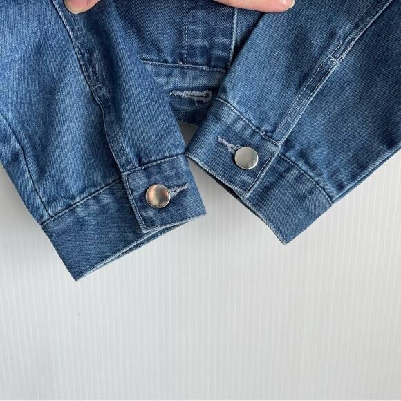 Samantha Sipos Babe jean jacket faux fur collar fuzzy lettermen style letters - Picture 8 of 12